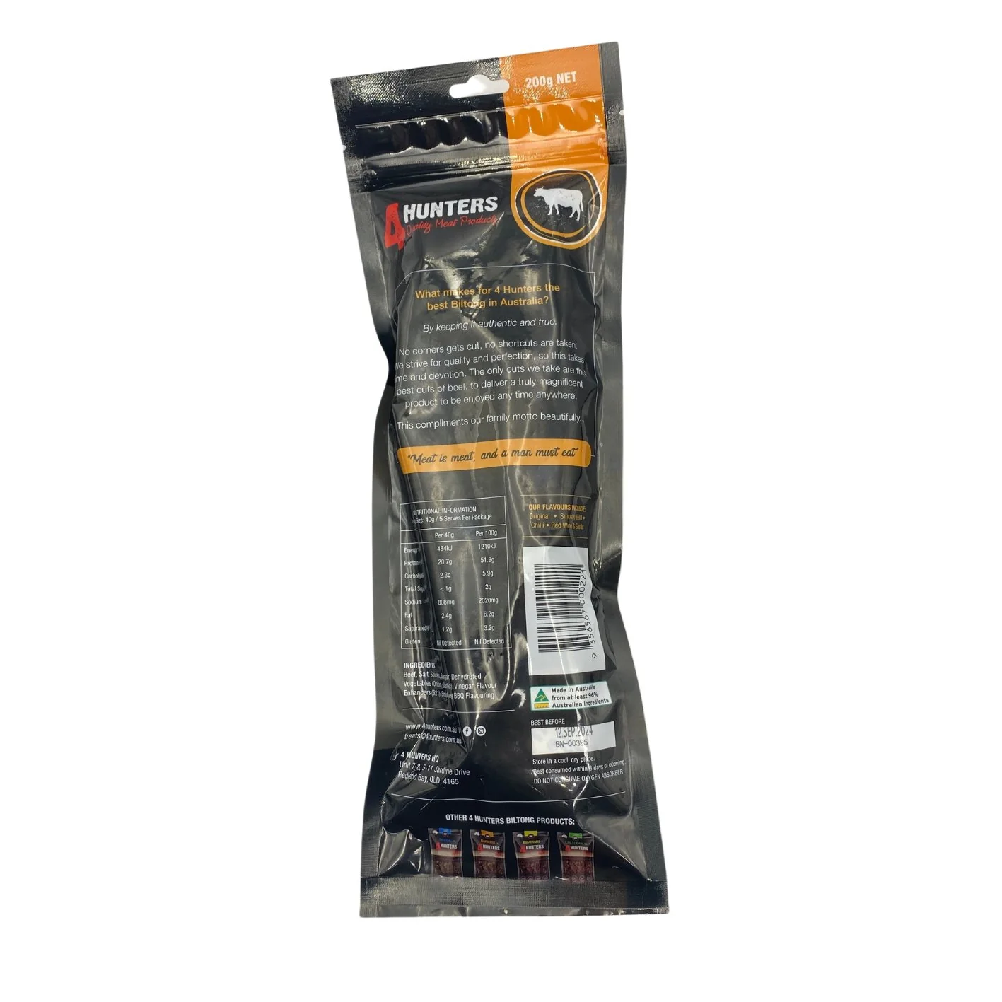 4 Hunters Smokey BBQ Jerky Sticks 200g - Image 3