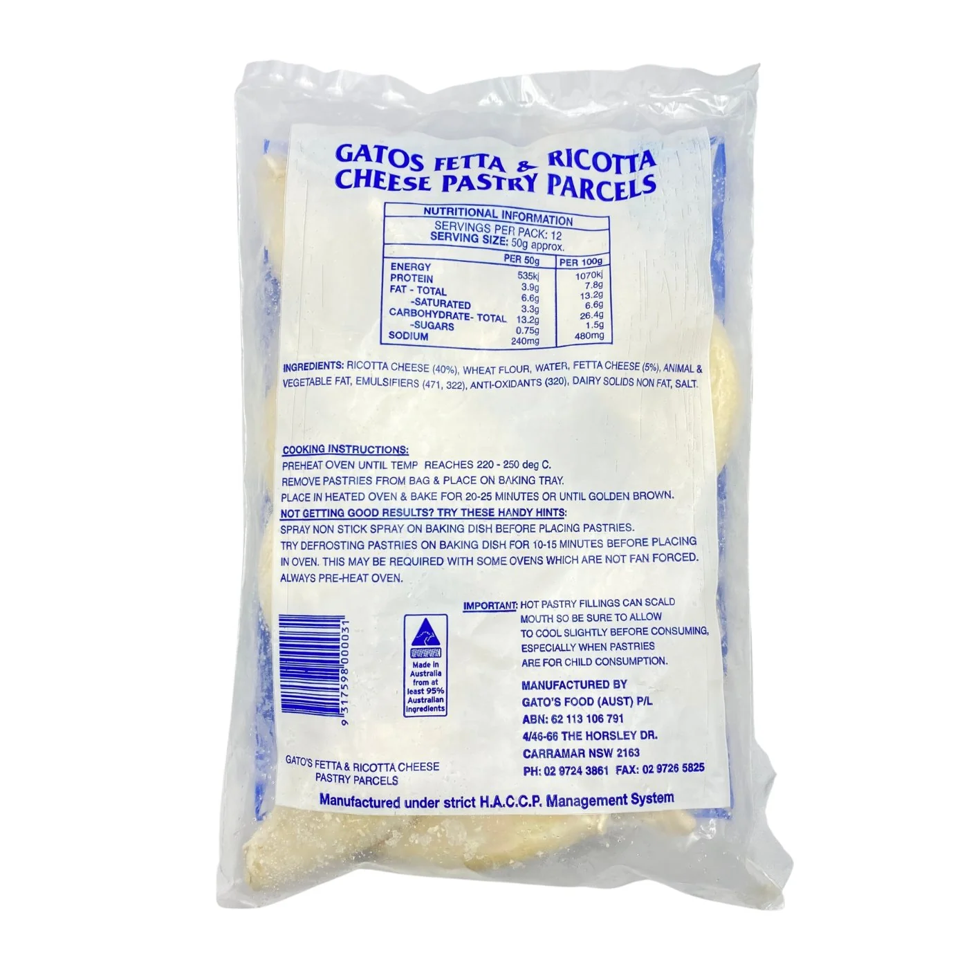 Gato's Pastizzi Fetta & Ricotta Cheese 600g - Image 3