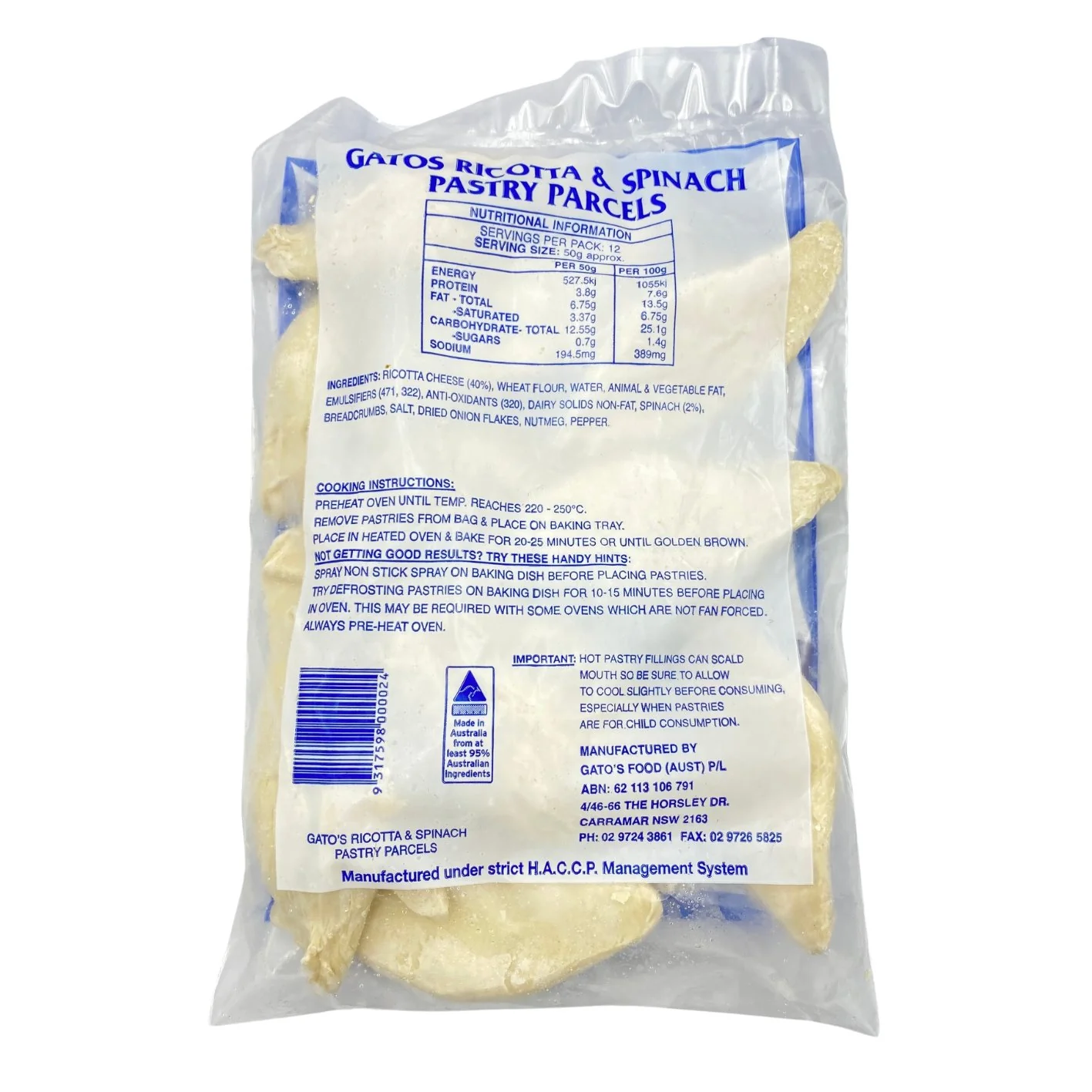 Gato's Pastizzi Ricotta & Spinach 600g - Image 3