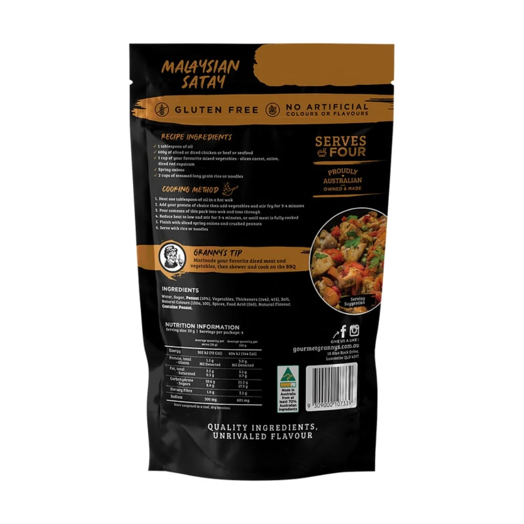 Gourmet Granny's Stir-Fry Sauce 200g - Malaysian Satay - Image 2