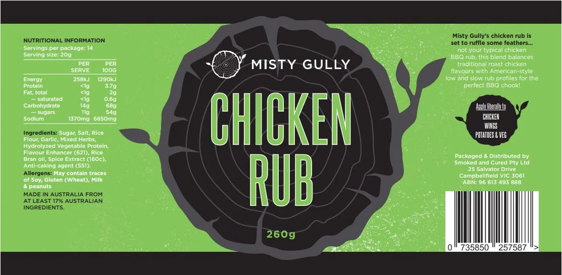 Misty Gully Chicken BBQ Rub 270g - Image 2
