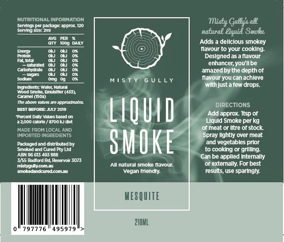 Misty Gully Liquid Smoke Mesquite 200ml - Image 2