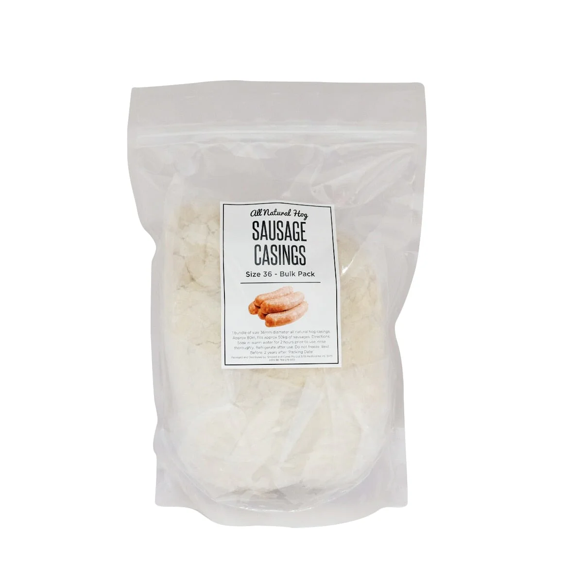 Misty Gully All-Natural Hog Sausage Casings Size 36 - Bulk Pack