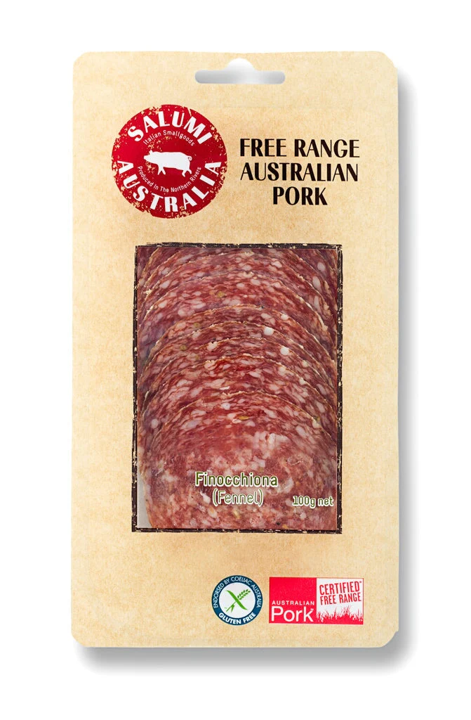 Salame Finocchiona (Garlic & Fennel) - Free Range Classic Style Salami - Sliced 100g